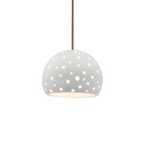 Perforated Globe 1 Light Stem Pendant 6 X 7 Inch Wide by Justice Design - CER-6580-RIGID