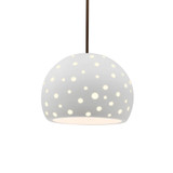 Perforated Globe 1 Light Stem Pendant 12.25 Inch Wide by Justice Design - CER-6585-RIGID
