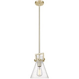Newton Cone 1 Light Mini Pendant 11.38 Inch and 8 Inch Wide by Innovations - 411-1SS-G411-8