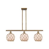 Farmhouse Rope 100W 3 LED Stem Hung Island 10.5X36 Inch Wide by Innovations - 516-3I-G12-8R-LED