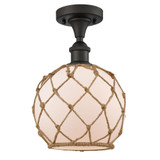 Farmhouse Rope 1 Light Semi Flush Mount 11.25 X 8 Inch Wide by Innovations - 516-1C-G12-8R