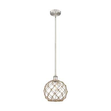 Farmhouse Rope 1 Light Stem Hung Mini Pendant 11.5 and 10 by Innovations - 616-1S-G12-10R