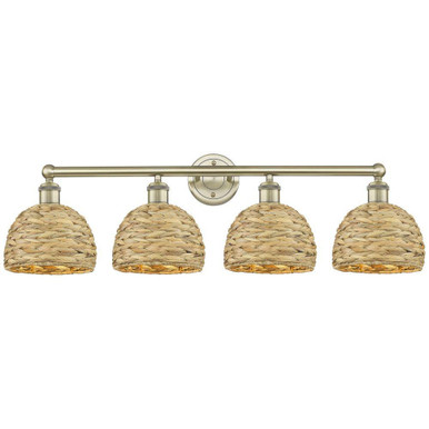 Woven Rattan 4 Light Bath Vanity 11 Inch Tall X 35 Inch Wide by Innovations - 616-4W-RBD-8