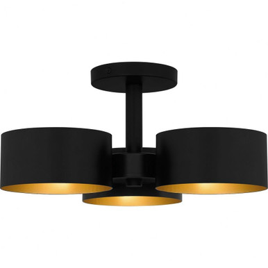 Nala 3 Light 16.25 Inch Wide Semi Flush Mount by Quoizel - QSF6745MBK