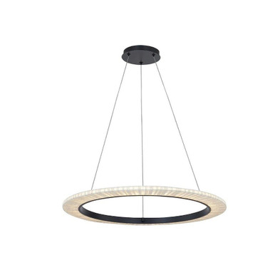 Textile Medallo 27W 1 LED Ring Pendant 32 Inch Wide by Justice Design - FAB-8333-CREM-MBLK
