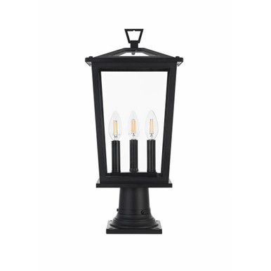 Berks 3 Light Outdoor Post Mount 20.5 Inch Tall and 7 Inch Wide by Elegant - OD333P21BK