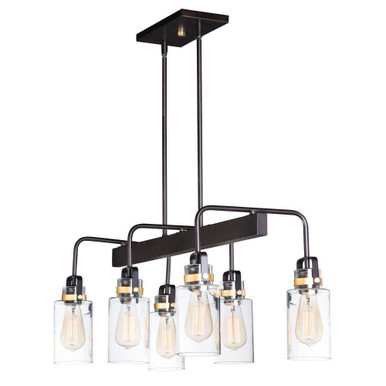 Magnolia 6 Light Medium Linear Pendant by Maxim - 30177CLBZGLD