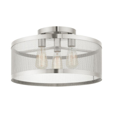 Industro 3 Light 18 Inch Wide Semi Flush Mount by Livex - 46219