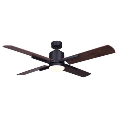 Loxley 4 Blade Ceiling Fan with Light Kit 52 Inches Wide by Canarm Inc - CF52LOX4BK