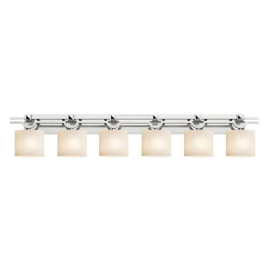 Fusion 6 Light Bath Vanity 10.25 Inch Tall X 59 Inch Wide by Justice Design - FSN-8506-30-OPAL-CROM