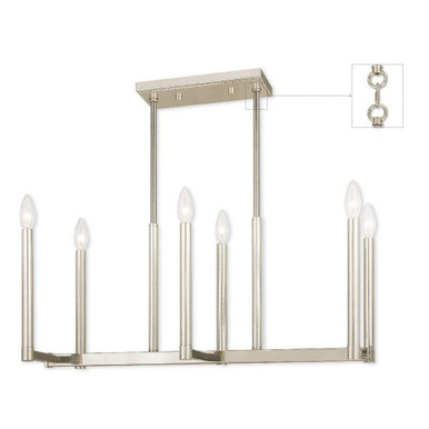 Alpine Six Light Linear Chandelier 12 Inch wide by 18.5 Inch high by Livex - 40256-07