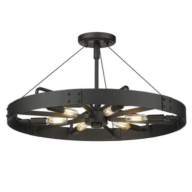 Vaughn 6 Light 22.5 Inch Wide Semi Flush Mount by Golden - 3866-MSF