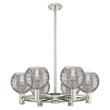 Crown Point 6 Light Stem Chandelier 24 Inch X 8.28 Inch Tall by Innovations - 434-6CR-PN-G1213-6SM