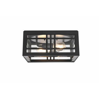 Harley 2 Light Outdoor Flush Mount 5 Inch Tall and 11 Inch Wide by Elegant - OD613F5BK