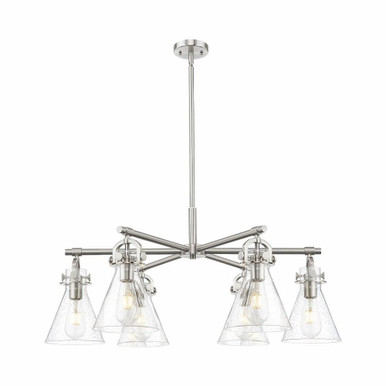 Newton Cone 6 Light Stem Hung Arch Chandelier 26 Inch Wide by Innovations - 410-6CR-G411-7