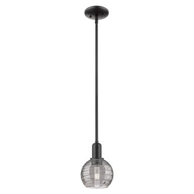 Athens Deco Swirl 1 Light Stem Mini Pendant 8 Inch Tall by Innovations - 716-1S-BK-G1213-6SM