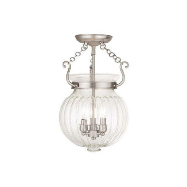 Everett 3 Light 12 Inch Wide Semi Flush Mount by Livex - 50504