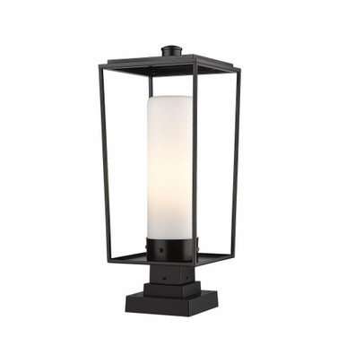 Sheridan 1 Light Outdoor Pier Mount with Opal Glass 24.75 x 10 In by Z-Lite - 595PHBS-SQPM-BK