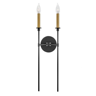 Hux 2 Light Candle Style Wall Sconce by Lark - 83072BK