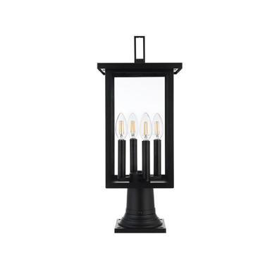 Sheridan 4 Light Outdoor Post Mount 21 Inch Tall and 9 Inch Wide by Elegant - OD324P21BK