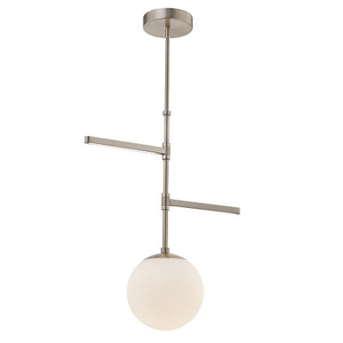 Fusion 7.7W 3 LED Pendant 26 Inch Tall and 22 Inch Wide by Justice Design - FSN-4255-OPAL-BRSS