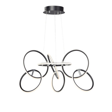 Ringer 567W 7 LED Light Oversized Pendant by ET2 - E24725-BKPC