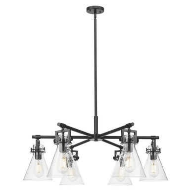 Newton Cone 6 Light Stem Hung Chandelier 26 Inch Wide by Innovations - 411-6CR-BK-G411-7SDY