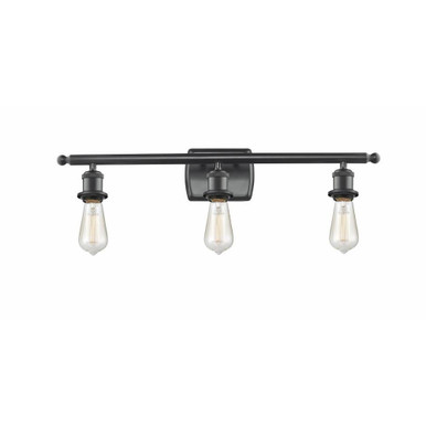 Ballston 3 Light Bare Bulb Bath Vanity 7 x 26 Inches by Innovations  - 516-3W-BK