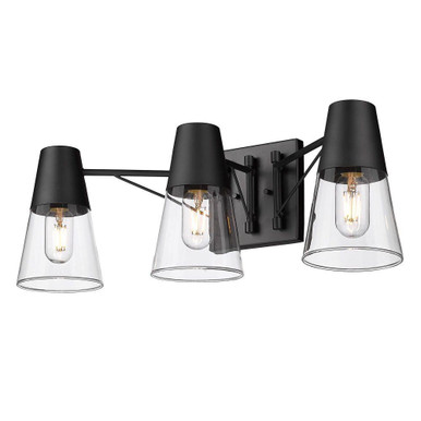 Ryker 3 Light Vanity Light by Golden - 2124-BA3 BLK-CLR