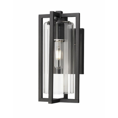 Aura 1 Light Outdoor Wall Lantern 12.75 Inch Tall by Z Lite - 5013S-BK