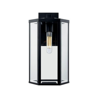 Fusion 1 Light Outdoor Wall Mount 15.5 Inch Tall by Justice Design - FSN-7672W-CLER-MBLK