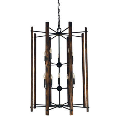 Modern Farmhouse 10 Light Large Foyer Chandelier by Framburg - 5408 MBLACK