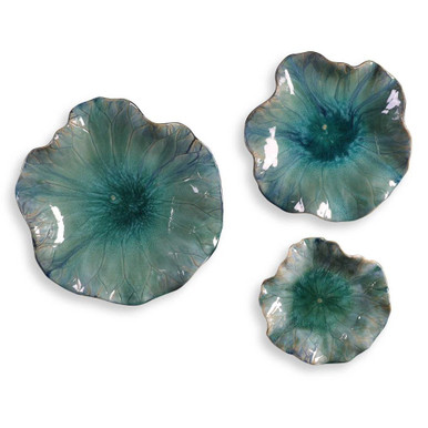 Abella 17.88 Inch Ceramic Flower (Set of 3) by Uttermost - 04100