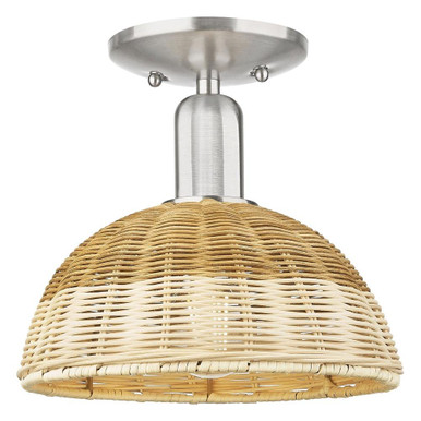 Natural Ballston Dome2 1 Light Semi Flush Mount 9 Inch Wide by Innovations - 716-1C-SN-NBD2-9-NAT