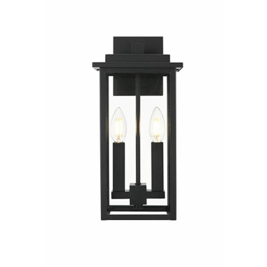 Kaysen 2 Light Outdoor Wall Sconce 15 Inch Tall and 7 Inch Wide by Elegant - OD501W15BK
