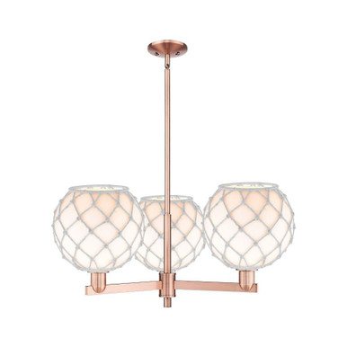 Farmhouse Rope 3 Light Stem Hung Chandelier 14X 32 Inch Wide by Innovations - 716-3CR-AC-G121-10RW