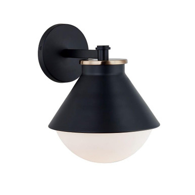 Fusion 1 Light Outdoor Wall Mount 12.5 Inch Tall by Justice Design - FSN-7682W-OPAL-MBBR