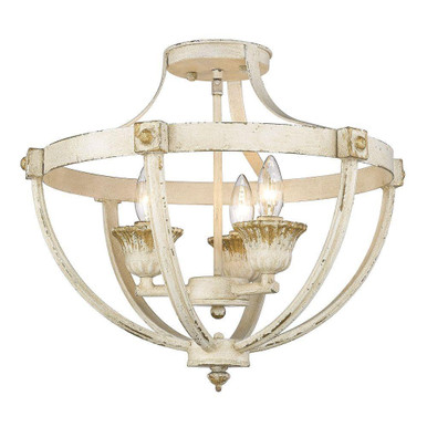 Jules 3 Light 18.25 Inch Wide Semi Flush Mount by Golden - 0892-SF AI