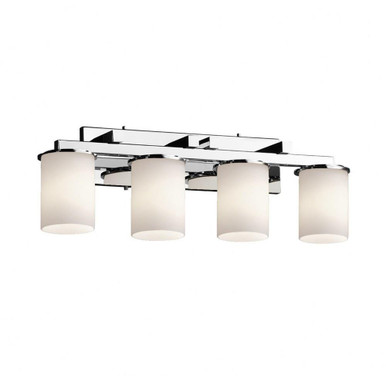Fusion 4 Light Bath Vanity 9 Inch Tall and 29 Inch Wide by Justice Design - FSN-8774-10-OPAL-CROM