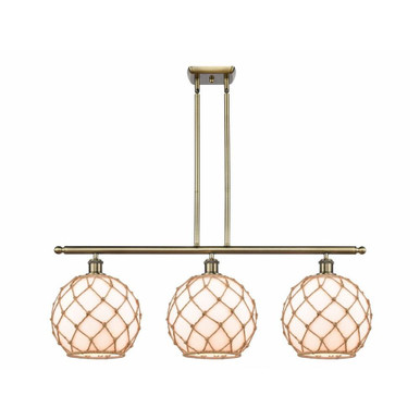 Farmhouse Rope 3 Light Steel Oversized Island Pendant by Innovations - 516-3I-AB-G121-10RB