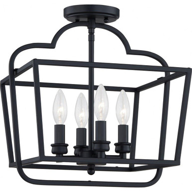Blanche 4 Light 14 Inch Wide Semi Flush Mount by Quoizel - BLA1714MBK