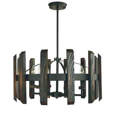 Modern Farmhouse 6 Light Medium Chandelier by Framburg - 5375 MBLACK