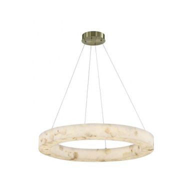 Alabaster Rocks Medley 50W 1 LED Pendant 32 Inch Wide by Justice Design - ALR-8223-BRSS