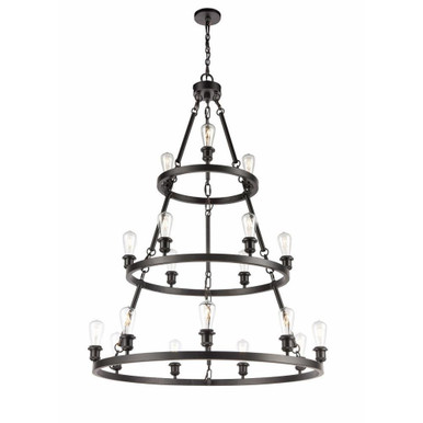 Saloon 18 Light Oversized 3 Tier Chandelier by Innovations - 82034-BK