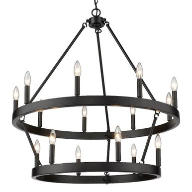 Alastair 15 Light Large 2 Tier Candle Style Chandelier by Golden - 1017-96 BLK