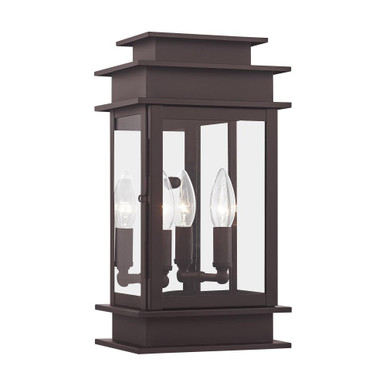 Princeton 2 Light Candle Style Outdoor Wall Lantern 14 Inch Tall by Livex - 2014