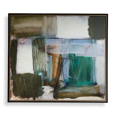 Green Fields Framed Abstract Canvas 48.7 Inch X 54.7 Inch Wide by Uttermost - 32496