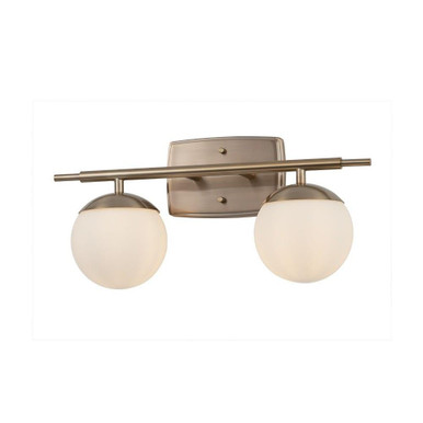 Fusion 2 Light Bath Vanity 8.5 Inch Tall and 18 Inch Wide by Justice Design - FSN-8962-OPAL-BRSS