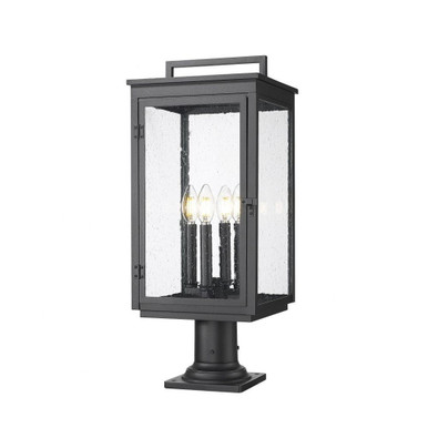 Hartwell 4 Light Outdoor Pier Mount 24.75 Inch and 10 Inch Wide by Z Lite - 5019PHBR-533PM-BK