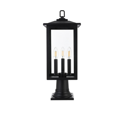 Carlisle 3 Light Outdoor Post Mount 22 Inch Tall and 9 Inch Wide by Elegant - OD325P22BK